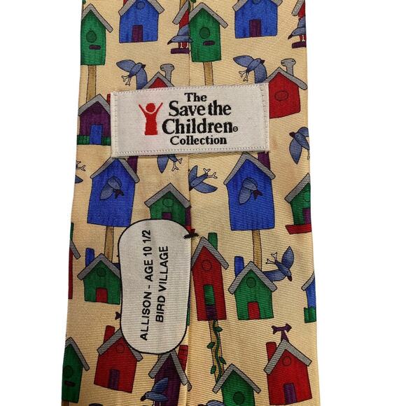 Save The Children Allison Age 10 1/2 Bird Village Bird House Novelty Necktie - Picture 4 of 7